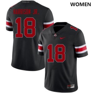 Women's Ohio State Buckeyes #18 Marvin Harrison Jr. Blackout Limited Football Jersey 610141-777