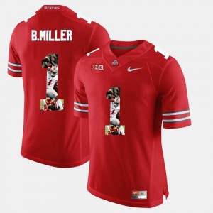 Men's Ohio State Buckeyes #1 Braxton Miller Scarlet Pictorial Fashion Jersey 243637-676