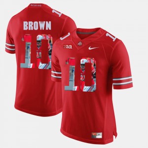Men's Ohio State Buckeyes #10 CaCorey Brown Scarlet Pictorial Fashion Jersey 813892-967