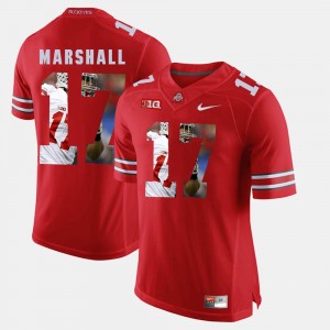 Men's Ohio State Buckeyes #17 Jalin Marshall Scarlet Pictorial Fashion Jersey 793516-342