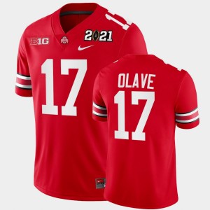 Men's Ohio State Buckeyes #17 Chris Olave Scarlet Playoff Game 2021 National Championship Jersey 125605-657