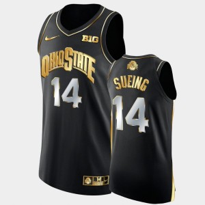 Men's Ohio State Buckeyes #14 Justice Sueing Black Golden Authentic College Basketball Jersey 247290-413