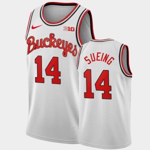 Men's Ohio State Buckeyes #14 Justice Sueing White 1980 Throwback Home Jersey 359222-576