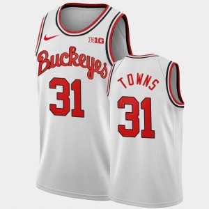 Men's Ohio State Buckeyes #31 Seth Towns White 1980 Throwback Home Jersey 428547-148