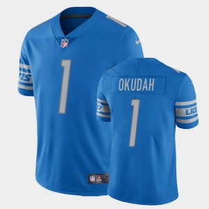 Men's Ohio State Buckeyes #1 Jeff Okudah Light Blue NCAA Vapor Limited 2020 NFL Draft Jersey 742725-592
