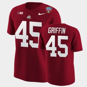 Men's Ohio State Buckeyes #45 Archie Griffin Scarlet Name & Number 2021 Sugar Bowl T-Shirt 562619-411