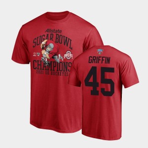 Men's Ohio State Buckeyes #45 Archie Griffin Scarlet Champions 2021 Sugar Bowl T-Shirt 635881-179