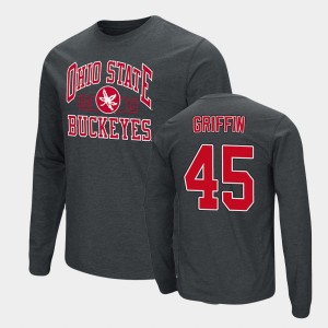Men's Ohio State Buckeyes #45 Archie Griffin Black Long Sleeve Double Arch T-Shirt 350309-145