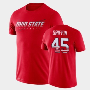 Men's Ohio State Buckeyes #45 Archie Griffin Scarlet Facility Performance T-Shirt 181566-420