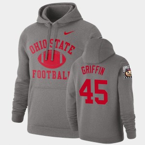 Men's Ohio State Buckeyes #45 Archie Griffin Heathered Gray Pullover Retro Football Hoodie 927343-955