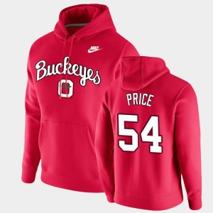 Men's Ohio State Buckeyes #54 Billy Price Scarlet Pullover Vintage School Logo Hoodie 471839-758