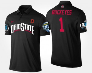Men's Ohio State Buckeyes #1 Black No.1 Big Ten Conference Cotton Bowl Name and Number Bowl Game Polo 764706-717