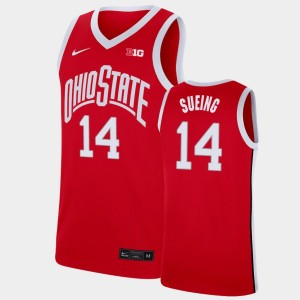 Men's Ohio State Buckeyes #14 Justice Sueing Scarlet Basketball Replica Jersey 158971-502