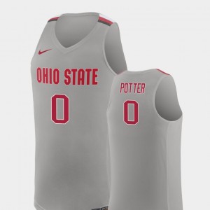 Men's Ohio State Buckeyes #0 Micah Potter Pure Gray College Basketball Replica Jersey 991000-364