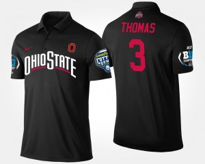 Men's Ohio State Buckeyes #3 Michael Thomas Black Big Ten Conference Cotton Bowl Name and Number Bowl Game Polo 529184-505