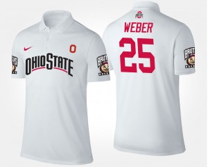 Men's Ohio State Buckeyes #25 Mike Weber White Name and Number Polo 828675-700