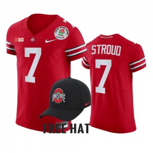 Men's Ohio State Buckeyes #7 C.J. Stroud Scarlet 2022 Rose Bowl Color Rush College Football Jersey 722330-348