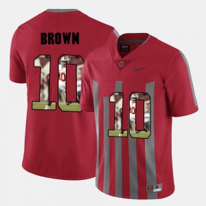 Men's Ohio State Buckeyes #10 CaCorey Brown Red Pictorial Fashion Jersey 151918-663