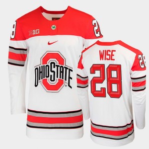 Men's Ohio State Buckeyes #28 Jake Wise White College Hockey Jersey 172226-739