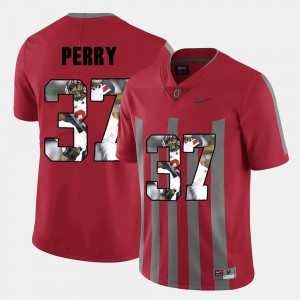 Men's Ohio State Buckeyes #37 Joshua Perry Red Pictorial Fashion Jersey 140169-705