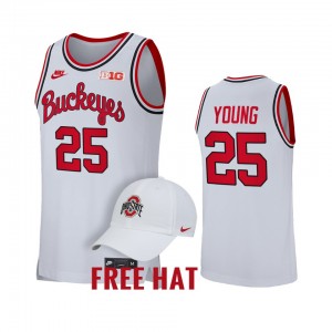 Men's Ohio State Buckeyes #25 Kyle Young White Retro College Basketball Jersey 171849-927