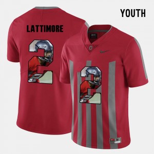 Youth Ohio State Buckeyes #2 Marshon Lattimore Red Pictorial Fashion Jersey 944689-486