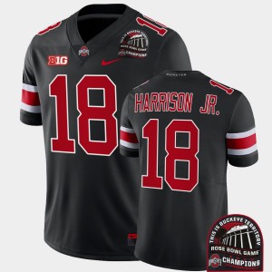Men's Ohio State Buckeyes #18 Marvin Harrison Jr. Black 2022 Rose Bowl Champions CFP College Football Jersey 813226-413