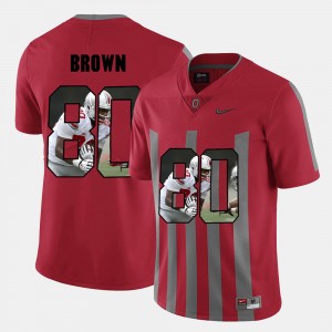 Men's Ohio State Buckeyes #80 Noah Brown Red Pictorial Fashion Jersey 297987-277