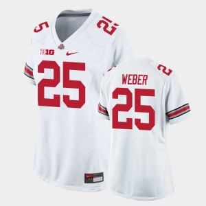 Women's Ohio State Buckeyes #25 Mike Weber White College Football Game Jersey 968621-761
