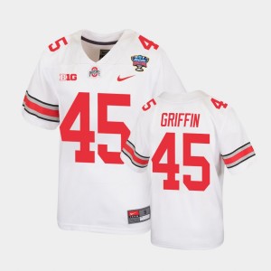 Youth Ohio State Buckeyes #45 Archie Griffin White Replica 2021 Sugar Bowl Jersey 459145-693