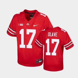 Youth Ohio State Buckeyes #17 Chris Olave Scarlet Replica College Football Jersey 767037-225