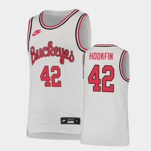 Youth Ohio State Buckeyes #42 Harrison Hookfin White Basketball Throwback Jersey 941318-698