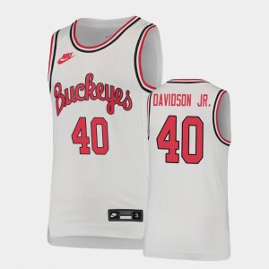 Youth Ohio State Buckeyes #40 Jansen Davidson Jr. White Basketball Throwback Jersey 463914-791