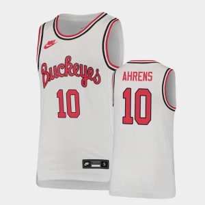 Youth Ohio State Buckeyes #10 Justin Ahrens White Basketball Throwback Jersey 261015-451