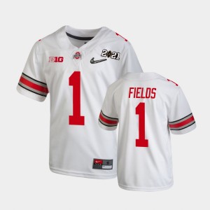 Youth Ohio State Buckeyes #1 Justin Fields White 2021 National Championship Jersey 997041-972