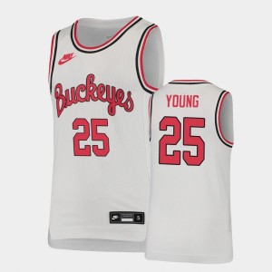 Youth Ohio State Buckeyes #25 Kyle Young White Basketball Throwback Jersey 987645-867