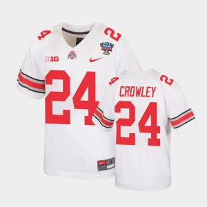 Youth Ohio State Buckeyes #24 Marcus Crowley White Replica 2021 Sugar Bowl Jersey 597646-918