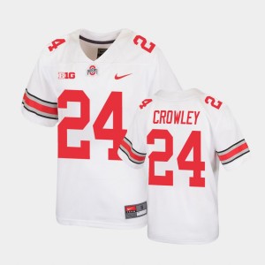 Youth Ohio State Buckeyes #24 Marcus Crowley White Football Replica Jersey 319075-719