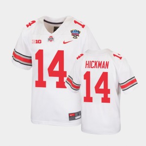 Youth Ohio State Buckeyes #14 Ronnie Hickman White Replica 2021 Sugar Bowl Jersey 159192-310