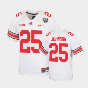 Youth Ohio State Buckeyes #25 Xavier Johnson White Replica 2021 Sugar Bowl Jersey 996579-660